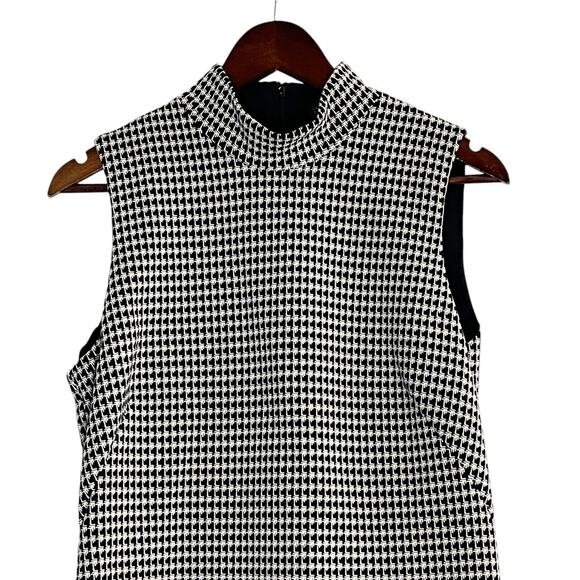 J.McLaughlin Sleeveless Mock-Neck Shift Dress Classic Houndstooth Size Large - Picture 3 of 9